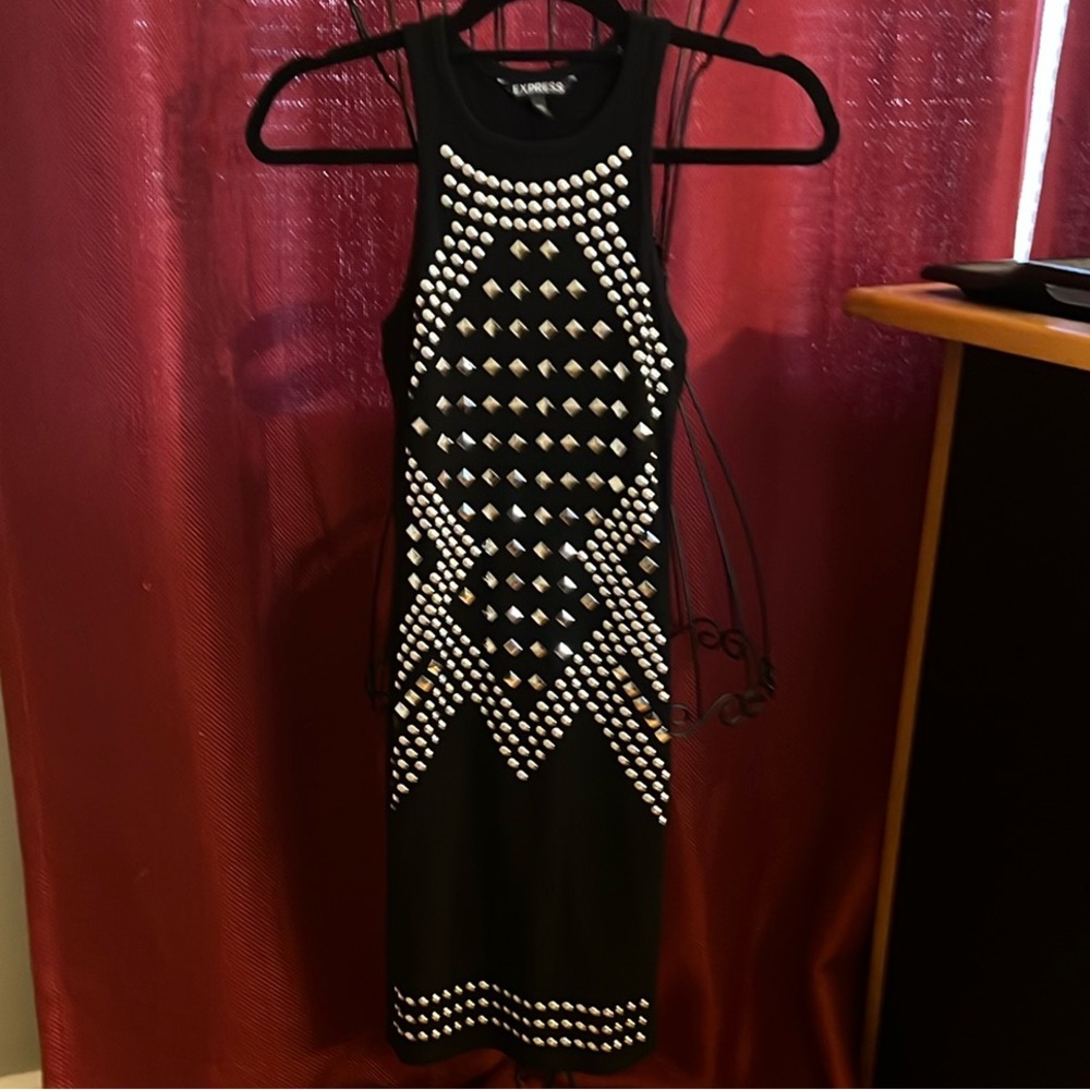 Express - Elegant Black and Silver Studded Dress